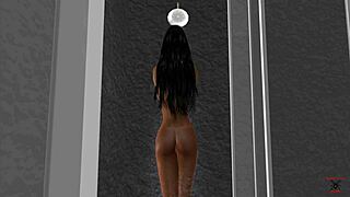 Teen gets naked in steamy shower scene