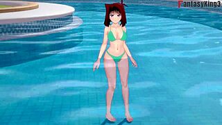 I can’t believe Anzu Mazaki’s pool sex in bikini, full Yu-Gi-Oh fantasy!