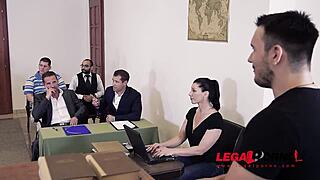 sexy hungarian lawyer helena valentine seals dp deal in court with horny babe aisha