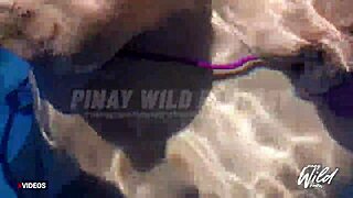Wow! Busty Pinay shows off massive tits by the pool!