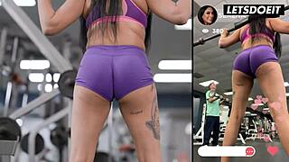 I feel so turned on watching these gym sluts seduce a skinny guy into a wild dirty threesome at Horny Hostel